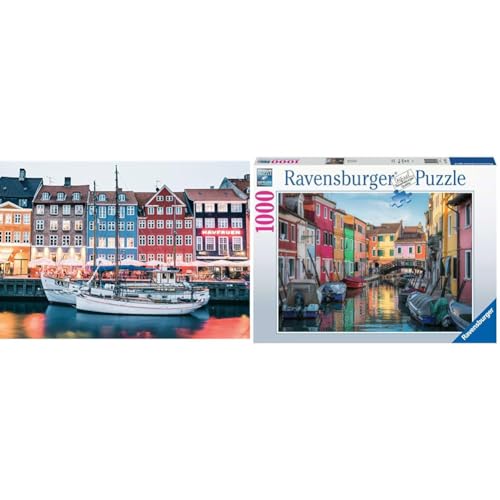 Ravensburger Puzzle Scandinavian Places 16739 - Kopenhagen & Puzzle 17392 Burano in Italien - 1000 Teile Puzzle für Erwachsene und Kinder ab 14 Jahren von Ravensburger