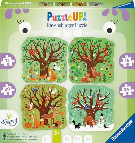 Ravensburger Puzzle UP 12004002 - Vier Jahreszeiten - 4 konturgeformte Puzzles mit 12, 16, 20, 24 Teilen, mit großen Bildvorlagen und Wissensheft, Puzzle ab 3 Jahren von Ravensburger