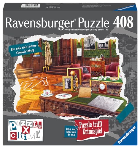 Ravensburger Puzzle X Crime - EIN mörderischer Geburtstag - 408 Teile Puzzle-Krimispiel für 1-4 Spieler von Ravensburger