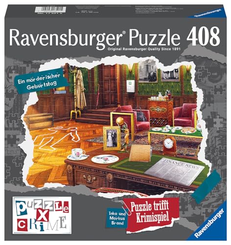 Ravensburger Puzzle X Crime - Ein mörderischer Geburtstag - 408 Teile Puzzle-Krimispiel für 1-4 Spieler von Ravensburger