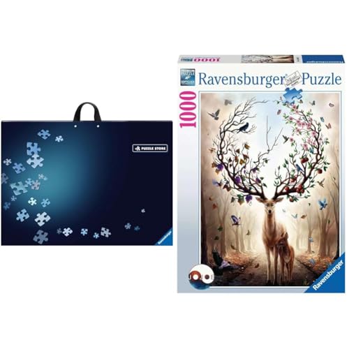 Ravensburger - Puzzlemappe & 1000 Teile Puzzle Magischer Hirsch - Für Erwachsene und Kinder ab 14 Jahren - Modern, Realistisch - 2 Sets à 1000 Teile - 50 x 70 cm - Fortgeschritten von Ravensburger