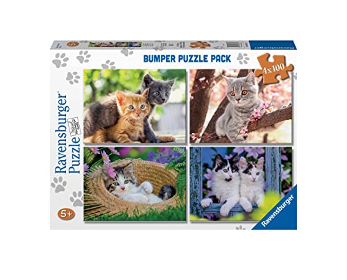 Ravensburger Puzzles für kleine Katzen, Puzzle für Kinder ab 5 Jahren, pädagogisches und anregendes Spiel, 4 Puzzles mit 100 Teilen von Ravensburger