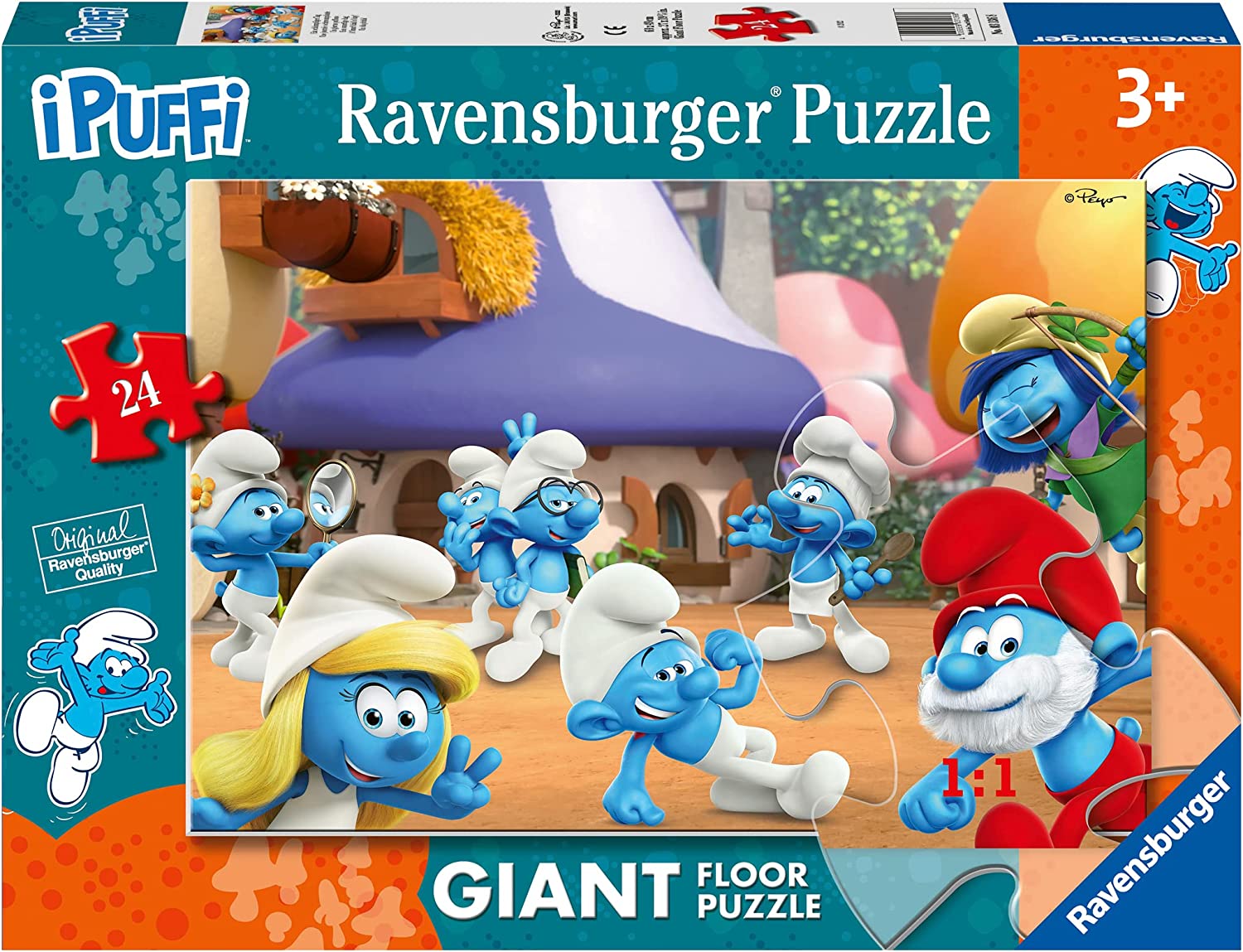 Ravensburger Riesen-Bodenpuzzle - XXL Teile - Die Schlümpfe 24 Teile Puzzle Ravensburger-03136 von Ravensburger