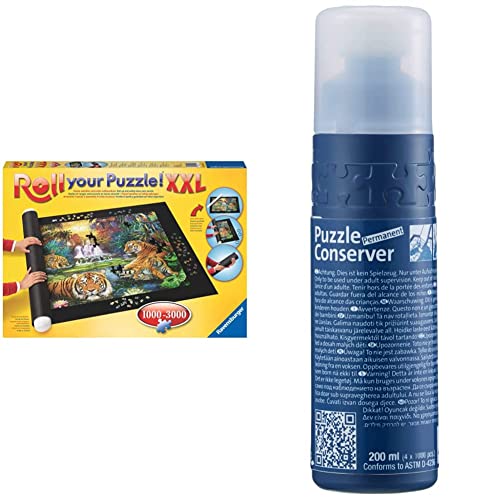 Ravensburger Roll Your Puzzle XXL - Puzzlematte für Puzzles mit bis zu 3000 Teilen, Puzzleunterlage & Puzzle-Conserver - Transparenter Puzzlekleber um Puzzles zu fixieren und aufzuhängen, 200 ml von Ravensburger