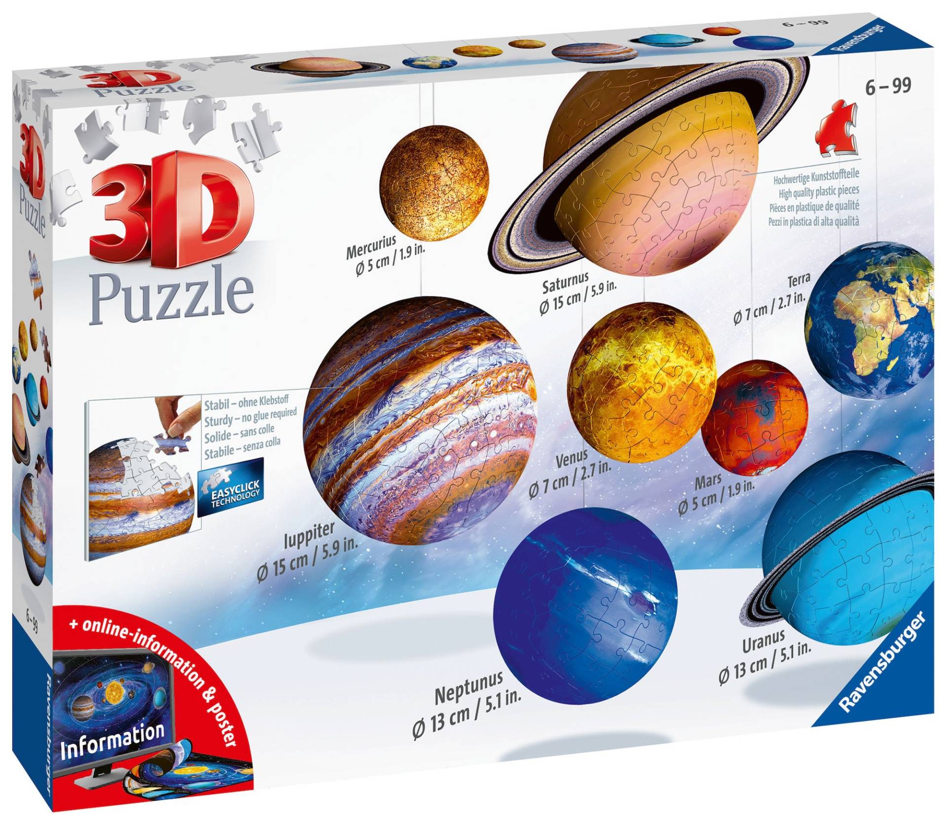 Ravensburger Solar System 3D-Puzzle, 27, 54, 72, 108 Teile von Ravensburger