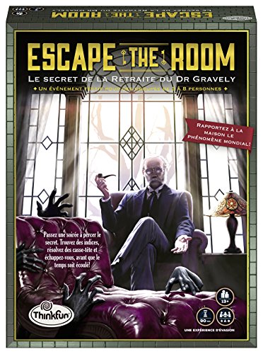 Thinkfun - Escape The Room - Das Geheimnis der Rente von Dr. Gravely - Escape Spiel - Kooperativ - für 3 bis 8 Spieler ab 13 Jahren - Ravensburger - 76312 - Französische Version von Ravensburger