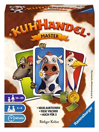 Ravensburger 20752 - Kuhhandel Master, Auktionsspiel für 2-6 Spieler, Kartenspiel mit Kühen ab 10 Jahren, Master Version, Neue Spielideen von Ravensburger