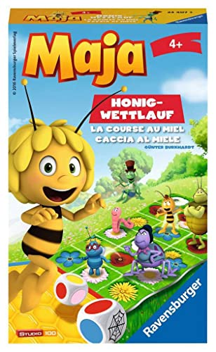 Ravensburger 23407 - Biene Maja: Honig-Wettlauf, Mitbringspiel für 2-5 Spieler, Kinderspiel ab 4 Jahren, kompaktes Format, Reisespiel, Brettspiel von Ravensburger