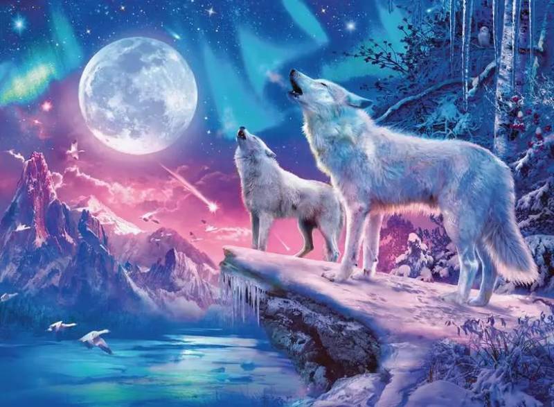 Ravensburger Wolf im Mondlicht - Glow in the Dark 500 Teile Puzzle Ravensburger-00476 von Ravensburger