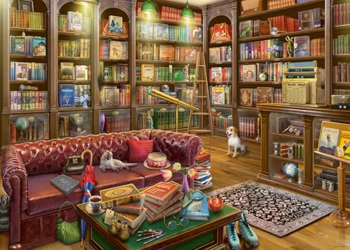 Ravensburger The Reading Room 1000-teiliges Puzzle, tolle lebendige Farben, Bücher, Knick-Knacks und gefüllte Stühle, friedliche Bibliotheksszene, Puzzle für Erwachsene von Ravensburger