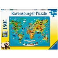 Puzzle Ravensburger Tierische Weltkarte 150 Teile XXL von Ravensburger