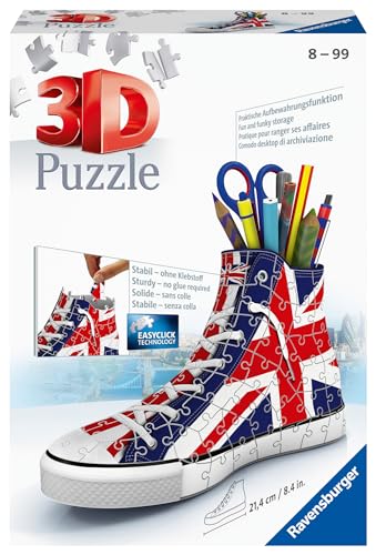 Ravensburger 3D Puzzle 11222 - Sneaker Union Jack - 108 Teile - praktischer Stiftehalter im UK Design ab 8 Jahren - Exklusiv bei Amazon von Ravensburger 3D Puzzle