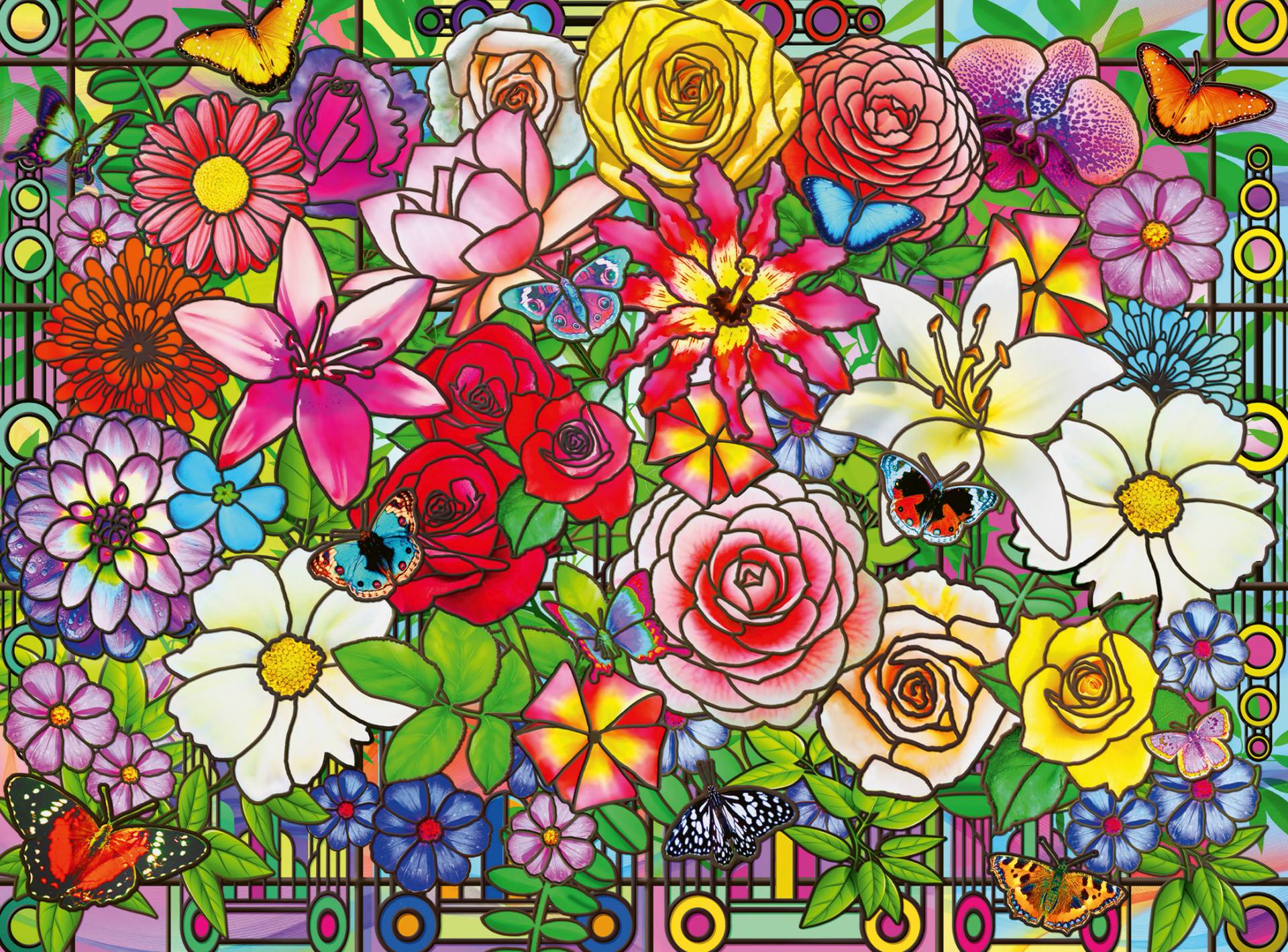 Ravensburger Wellness & Puzzle - Buntglasblumen 100 Teile Puzzle Ravensburger-01364 von Ravensburger