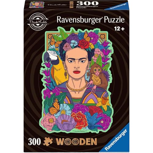 Ravensburger Wooden Puzzle 12001540 - Frida Kahlo - 300 Teile konturgeformtes Holzpuzzle mit stabilen, individuellen Puzzleteilen und 25 Whimsies, für Kunstfreunde und Frida Kahlo Fans ab 12 Jahren von Ravensburger