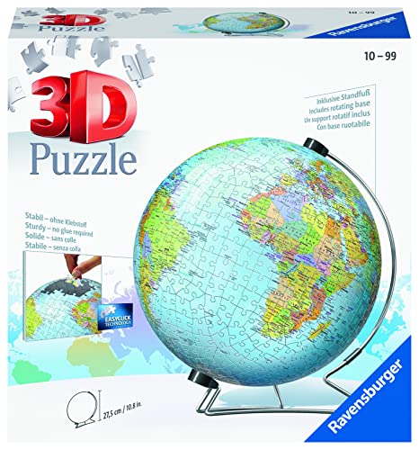 Ravensburger World Globe on a V-Stand 3D Jigsaw Puzzle for Adults and Kids Age 10 Years Up - 540 Pieces - No Glue Required - Christmas Gifts von Ravensburger