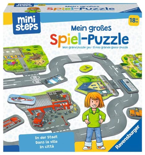 Ravensburger ministeps 04192 Mein großes Spiel-Puzzle: In der Stadt, Bodenpuzzle mit vielen kreativen Spielmöglichkeiten, Spielzeug ab 18 Monate von Ravensburger