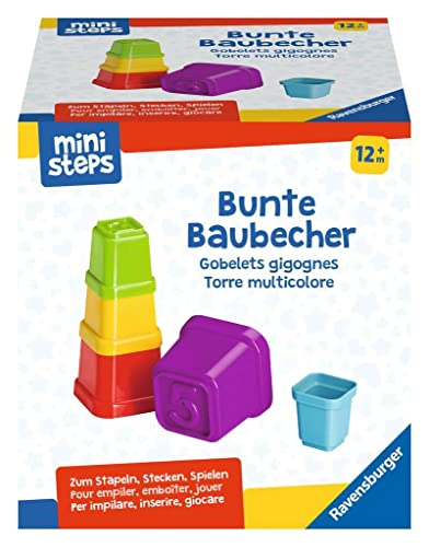 Ravensburger ministeps 4193 Bunte Baubecher - Stapelwürfel zum Sortieren, Stapeln und Ineinanderstecken, Baby Spielzeug ab 12 Monate von Ravensburger