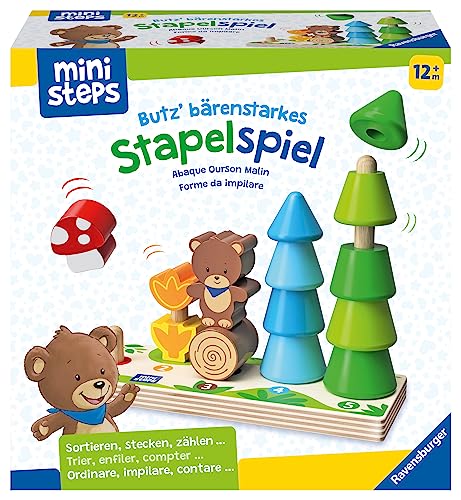 Ravensburger ministeps 4580 Butz' bärenstarkes Stapelspiel, Stapelbrett aus Holz mit Türmchen von 1-5 Teilen, Baby-Spielzeug ab 1 Jahr Ravensburger ministeps 4580 Butz' bärenstarkes Stapelspiel, Stapelbrett aus Holz mit Türmchen von 1-5 Teilen, Baby-Spielzeug ab 1 Jahr von Ravensburger