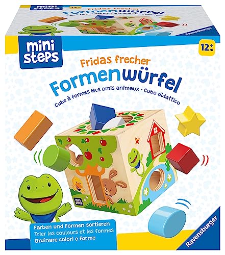 Ravensburger ministeps 4581 Fridas frecher Formen-Würfel, Klassisches Formensortierspiel aus Holz, Baby-Spielzeug ab 1 Jahr von Ravensburger