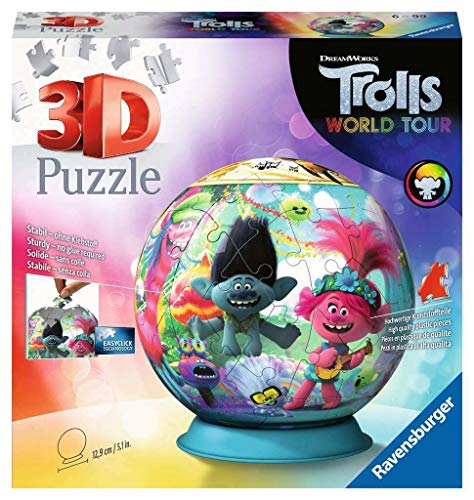 Ravensburger 3D Puzzle 11169 - Puzzle-Ball Trolls - 72 Teile - Puzzle-Ball Trolls-Fans ab 6 Jahren von Ravensburger