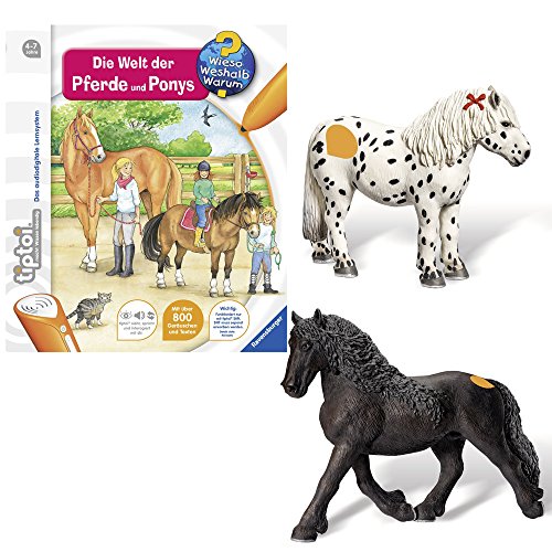 Ravensburger tiptoi® 3-teiliges Set Wieso? Weshalb? Warum? Die Welt der Pferde und Ponys + Tierfigur Friesen Hengst + Tierfigur Appaloosa Pony von Ravensburger