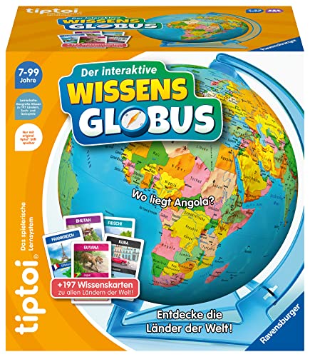 Ravensburger tiptoi® Spiel 00107 - Der interaktive Wissens-Globus - Lern-Globus für Kinder ab 7 Jahren, lehrreicher Globus für Jungen und Mädchen, für 1-4 Spieler von Ravensburger