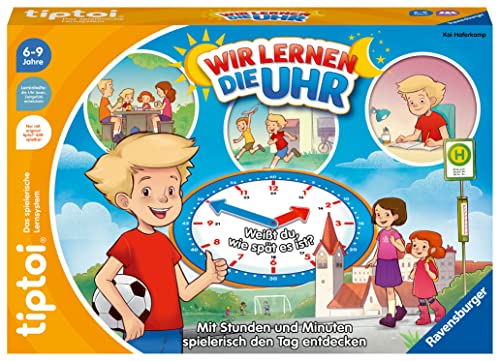 Ravensburger tiptoi Spiel 00126 - Wir lernen die Uhr - interaktives Lernspiel ab 6 Jahren, mit digitaler und analoger Uhr zum selbst einstellen von Ravensburger