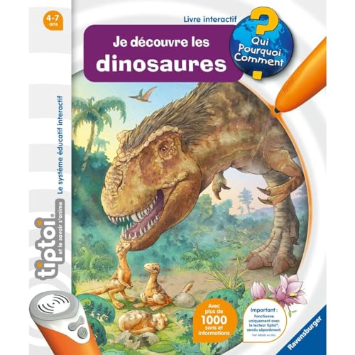 Ravensburger - tiptoi® Interaktives Buch, Ich entdecke die Dinosaurier, elektronisches Lernspiel, ohne Bildschirm, ab 4 Jahren, französische Version – 00145 von Ravensburger