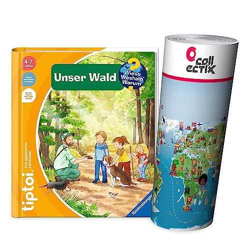 Ravensburger tiptoi ® Buch | Komm mit in den Wald + Tier-Weltkarte - Länder, Tiere, Kontinente von Ravensburger