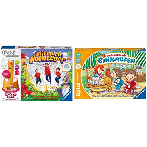 Ravensburger tiptoi 00044 active Set Mitmach-Abenteuer, Kinderspiel ab 3 Jahren & tiptoi Spiel 00119 - Heute gehen wir Einkaufen - Lernspiel für Kinder ab 3 Jahren von Ravensburger