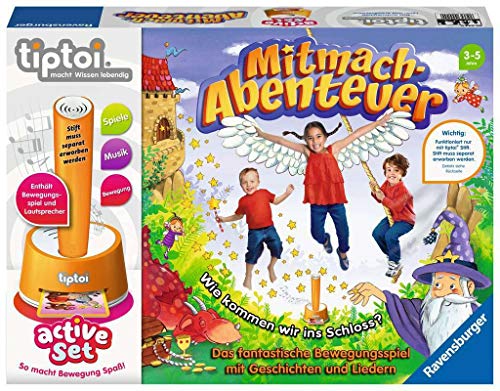 Ravensburger tiptoi 00044 active Set Mitmach-Abenteuer, Kinderspiel ab 3 Jahren, Bewegungsspiel mit Geschichten, schönen Liedern und lustigen Reimen: Hineinspringen ins Abenteuer von Ravensburger tiptoi