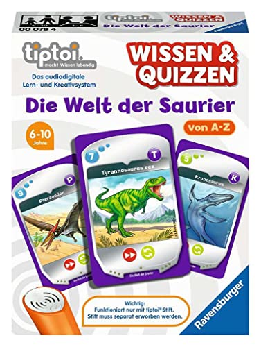 Ravensburger tiptoi 00078 Wissen und Quizzen: Die Welt der Saurier, Quizspiel für Kinder ab 6 Jahren, für 1-6 Spieler von Ravensburger