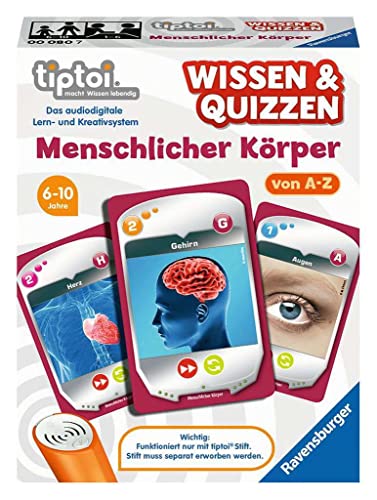 Ravensburger tiptoi 00080 Wissen und Quizzen: Menschlicher Körper, Quizspiel für Kinder ab 6 Jahren, für 1-6 Spieler von Ravensburger