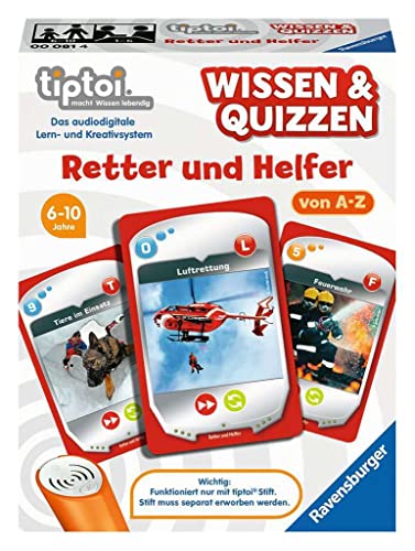 Ravensburger tiptoi 00081 Wissen und Quizzen: Retter und Helfer, Quizspiel für Kinder ab 6 Jahren, für 1-6 Spieler von Ravensburger