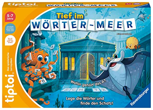 Ravensburger tiptoi 00103 Tief im Wörter-Meer, Spiel für Kinder von 5-7 Jahren, für 1-4 Spieler von Ravensburger