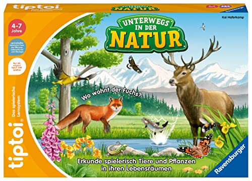 Ravensburger tiptoi Spiel 00121 - Unterwegs in der Natur - Heimische Natur und Tiere entdecken, Lernspiel für Kinder ab 4 Jahren, für 1-4 Spieler von Ravensburger
