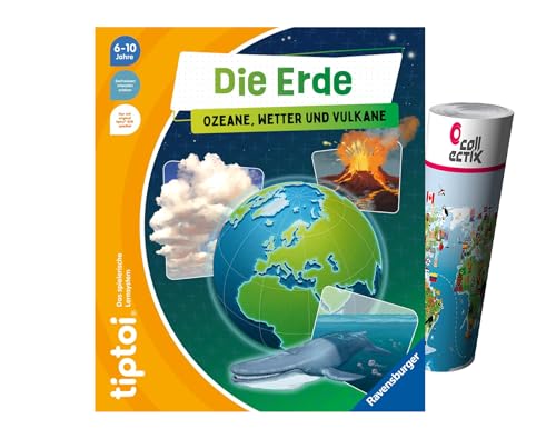 Ravensburger tiptoi Kinder Sachbuch 4-7 Jahre | Die Erde: Ozeane, Wetter und Vulkane + Weltkarte von Ravensburger