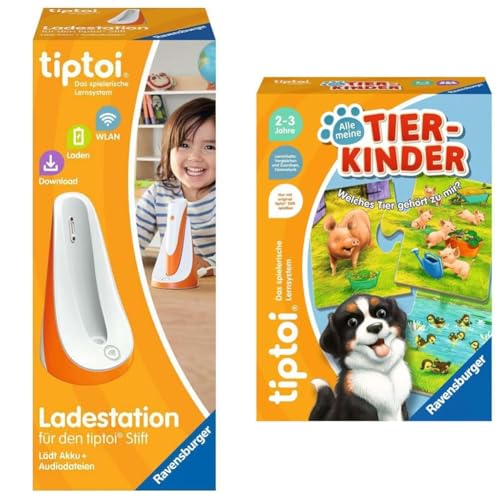 Ravensburger tiptoi Ladestation 00111 - lädt Akku und Audiodateien & tiptoi 00108 - Alle Meine Tierkinder von Ravensburger