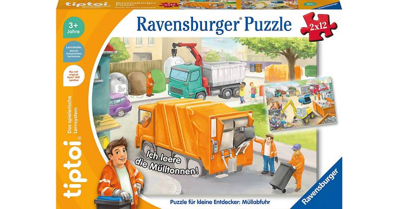 Ravensburger tiptoi Puzzle 00138 Puzzle kleine Entdecker: Müllabfuhr, Kinderpuzzle ab 3 Jahren, 1 Spieler  Kinder von Ravensburger