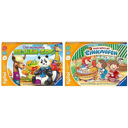 Ravensburger tiptoi Spiel 00104 - Der verrückte Rechen-Zoo & tiptoi Spiel 00119 - Heute gehen wir Einkaufen - Lernspiel für Kinder ab 3 Jahren von Ravensburger