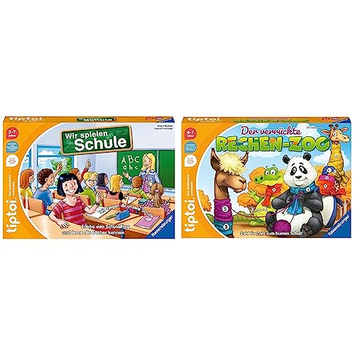 Ravensburger tiptoi Spiel - 00123 Wir Spielen Schule - Spiel ab 5 Jahren für 1-4 Spieler & tiptoi Spiel 00104 - Der verrückte Rechen-Zoo - Lernspiel ab 4 Jahren von Ravensburger