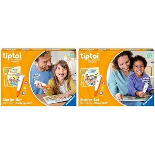 Ravensburger tiptoi Starter-Set 00113: Stift und Wörter-Bilderbuch Kindergarten- Lernsystem für Kinder ab 3 Jahren & tiptoi Starter-Set 00112 - Stift und Bilderbuch Suchen und Entdecken Meine Welt von Ravensburger