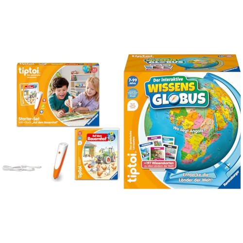 Ravensburger tiptoi Starter-Set 00114: Stift und Bauernhof-Buch & tiptoi Spiel 00107 - Der interaktive Wissens-Globus von Ravensburger