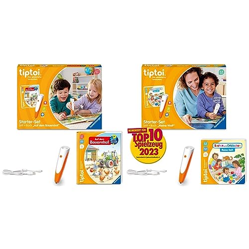 Ravensburger tiptoi Starter-Set 00114: Stift und Bauernhof-Buch & tiptoi Starter-Set 00112: Stift und Bilderbuch Suchen und Entdecken Meine Welt - Lernsystem für Kinder ab 2 Jahren von Ravensburger