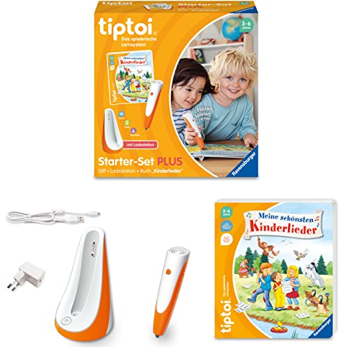 Ravensburger tiptoi Starter-Set PLUS 00159: Stift und Buch Meine schönsten Kinderlieder - plus Ladestation - Lernspiele für Kinder ab 3 Jahren - Spielzeug ab 3 Jahre von Ravensburger