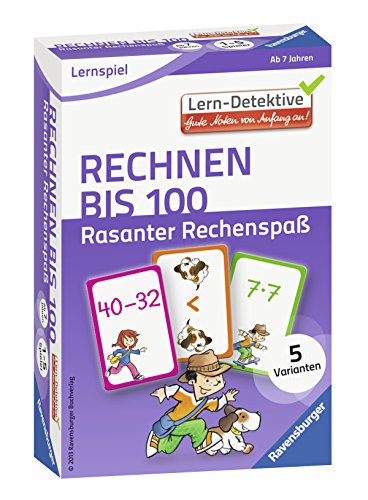 Rechnen bis 100. Rasanter Rechenspaß: Rasanter Rechenspaß. Anlege-Spiel mit 52 Spielkarten (Lern-Detektive - Lernspiel) von Ravensburger