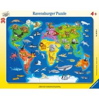 Rahmenpuzzle Weltkarte mit Tieren 30 Teile von Ravensburger Verlag GmbH