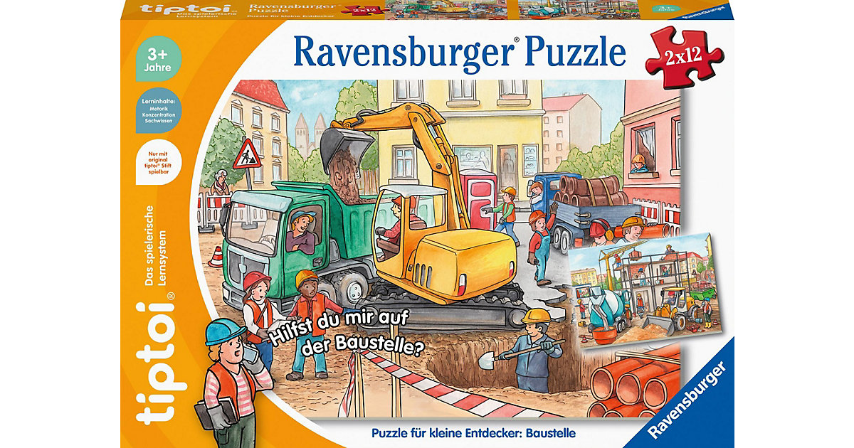 tiptoi® Puzzle kleine Entdecker: Baustelle, 2 x 12 Teile  Kinder von Ravensburger