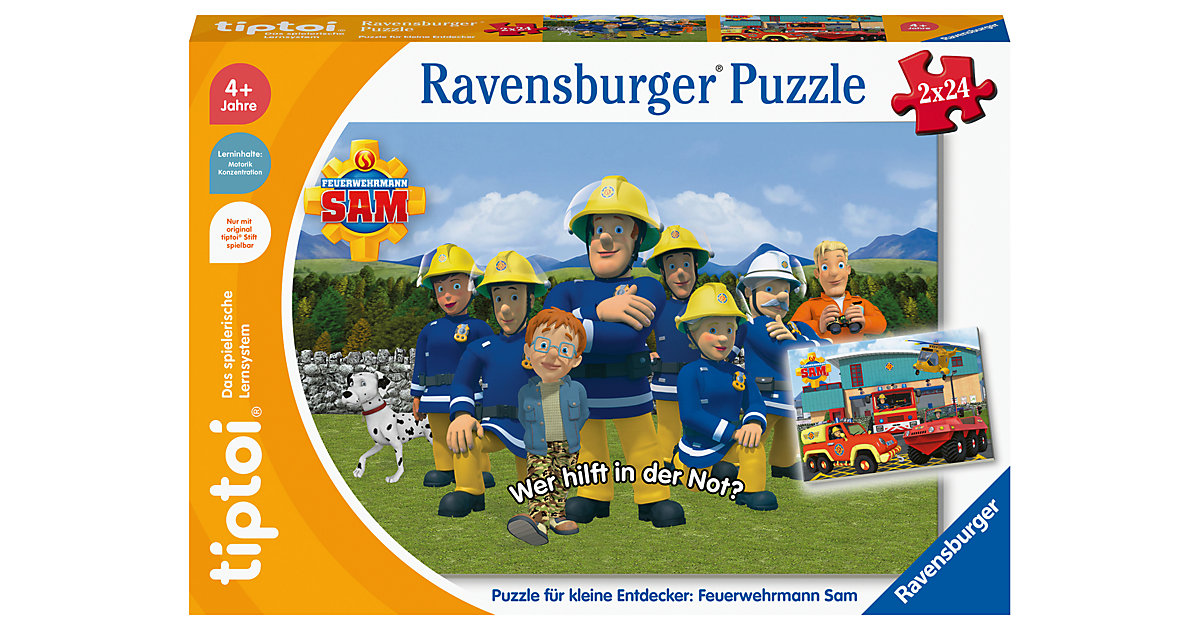 tiptoi® Puzzle kleine Entdecker: Feuerwehrmann Sam, 2 x 24 Teile  Kleinkinder von Ravensburger