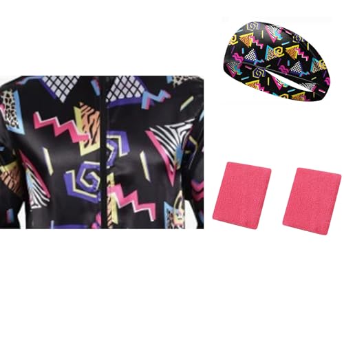 Raveparty 80er-Jahre-Kostüm, 80er-Jahre-Kostüm, für Herren und Damen, 80er-Jahre-Kostüm, Outfits, Muschelanzug, Verkleidung für Damen und Herren (Stil B, XL) von Raveparty